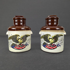 Vintage American Patriot Salt Pepper Shakers Japan Liberty Eagle Flag Rights USA picture