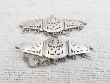1900s Vintage Old Tribal Islamic Peacock Design Silver Armlet Pair 50.57 Grams picture