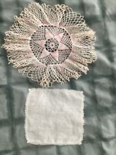 Two VTG Doilies-1 Hand Tatted and 1 Plain with Lace Trim  offered in this Lot picture