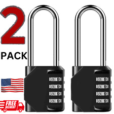 Long Shackle Combination Lock 4 Digit Outdoor Waterproof Padlock 2.5 Inc, 2 pack picture