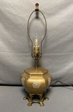 Vintage Asian Style Moriage Porcelain & Brass Chinoiserie Claw Footed Table Lamp picture