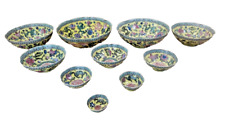Chinese  Eggshell Porcelain Bowls Set Of Ten hand painted landscape 10