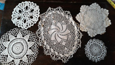 Lot Of 5 Vintage Hand Crocheted Doilies ~ White, 5
