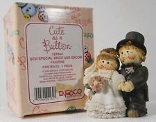 Enesco Cute As A Button SEW SPECIAL BRIDE & GROOM By Mary Rhyner 1995 Rag Dolls picture