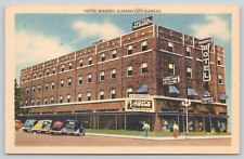 Postcard Garden City, Kansas, Hotel Warren, Linen A764 picture