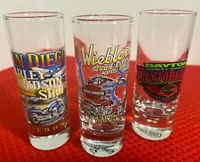 Colorful Lot Of 3 Different Rare Harley Davidson 4 In. Tall Shot Glasses picture
