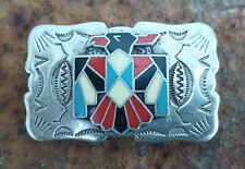 Vintage ~ Frontier Native American Thunderbird Nickel Silver Western Belt Buckle picture