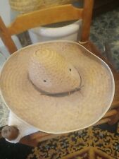 **AWESOME ANTIQUE 1930s LOUISIANA CAJUN STRAW HAT..LARGE CHAPEAU PIE  COOL ** picture