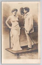 RPPC Dapper Man With Glamour Girl Sexy Model On Pier Photo Montage Postcard A49 picture