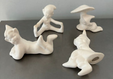 4 VNTG ELVES PIXIES Unpainted Bisque Ceramic Elf Figurine Cir ‘50s  L-A picture