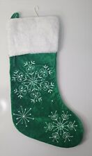 Christmas Stocking Sparkling Snowflake Embroidered Green 19