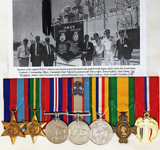 WW2 Royal Australian Navy service medals, badge, photo, record HMAS Canberra RAN picture