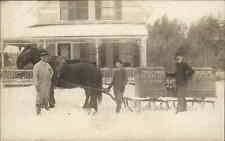 Tully? New York? Tully Brook Farm Milk Delivery Horse Sled Real Photo Postcard picture