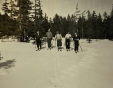 Group Of Cross Country Skiers In Snow B&W Photograph 2.25 x 3 picture