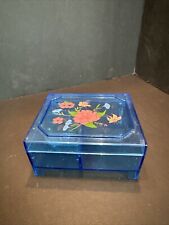 Vintage Sanyo Blue FLORAL MUSIC BOX picture