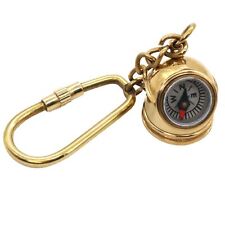 Compass Keychain Nautical Navigational Helmet Shaped Maritime Brass Accessory picture