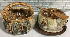 Vintage Venezuelan Pottery Cheese Bowl/bowl With Rope Handle Handmade 1of A Kind picture
