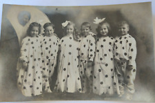 RPPC Postcard 1920ish Children in polka dot clothing smiling big bows picture