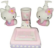 VTG Hello Kitty Ceramic Bathroom Set Soap Dispensers, Soap Dish & Cup Sanrio picture