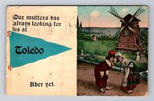 Toledo, OH-Ohio, Dutch Children Banner Greeting c1913, Vintage Postcard picture