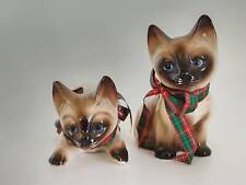 Pair cute Siamese kittens small ceramic glazed EUC sold as pair picture