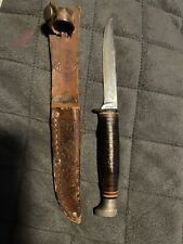 Vintage Kabar Bird & Trout Small Hunting Knife w/Originak Leather Sheath picture