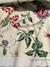 SCALAMANDRE FLOWER & BIRDS LINEN PRINT ORIENTEAUX  Fabric 10.5 Yards Uncut picture