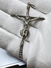 18C. French Silver Rosary Silver Crucifix Double Cross Jesus & Lady Of Lourdes picture