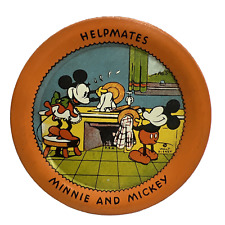Vintage Disney 1930’s Mickey-Minnie Mouse Ohio Art Tin Litho Plate 4” picture