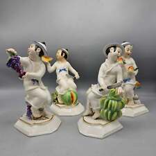 Set of 4 Vintage German Schwarzburger Werkstatten Porcelain Asian Figures Fruit picture