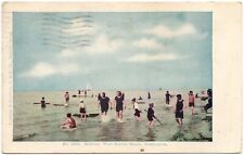 WEST SEATTLE BEACH, WA - Bathing, Sailboat in Distance, Washington UDB Postcard picture