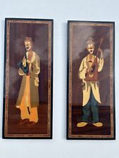 Sorrento Italy Marquetry wood picture Circus Clown Black Jazz Musician Saxophone picture