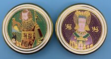 Vintage Set Lord and Lady Coalport Round Bone China Jewelry 2 Ring Boxes HTF. picture