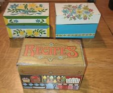 Vintage Floral Tin Recipe Box 1960s 1970s General Store Kitchen Decor Lot 60s picture