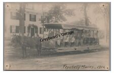 RPPC Horse Drawn TROLLEY Streetcar FRYEBURG ME Maine 1914 Real Photo Postcard picture
