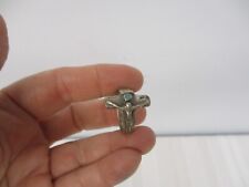VINTAGE STERLING SILVER with TURQUOISE CATHOLIC JESUS CRUCIFIX RING ~ SIZE 7 3/4 picture