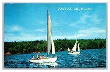 Pontiac MI Michigan Sailboats Unposted Chrome Postcard picture