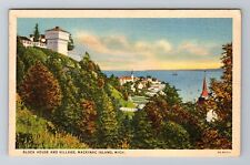 Mackinac Island MI-Michigan, Block House And Village, Antique, Vintage Postcard picture