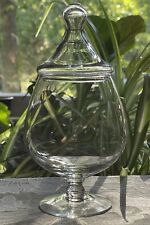 7.5” Clear Glass Pedestal Apothecary Jar with Lid Drugstore Candy Jar picture