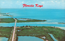 Florida Keys FL Florida, Overseas Highway Aerial View, Vintage Postcard picture