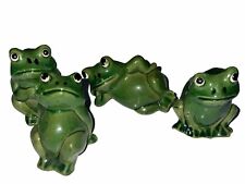 4 Vintage Miniature Ceramic Frogs In Different Poses ~1.25” No Chips- Adorable picture