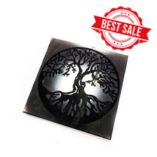 Shungite Tile with engraving Tree of life 10x10x1cm EMF protection Home design picture