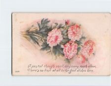 Postcard Best Wishes Greeting Card with Poem and Flowers Art Print picture