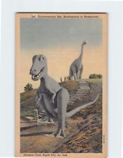 Postcard Tyrannosaurus Rex & Brontosaurus Dinosaur Park South Dakota USA picture