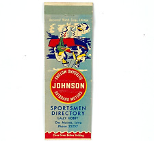 Matchbook Johnson Outboard Motors Advertising Des Moines IA Vintage picture