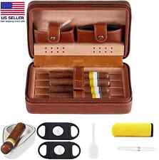 Cigar Humidors, Portable Humidor Travel Men'S Gifts Brown Leather Cigar 6 Set picture