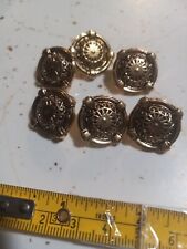 6 Vintage Brass Gold color button Plastic fancy Geometric See Photos For Size picture