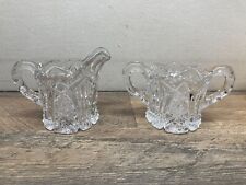 Vintage Pressed Glass Ice Blue Cream And Sugar Set Unmarked SEE PICTURES  picture
