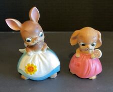 Vintage JOSEF ORIGINALS 2 Little Girl Bunnies Made In Japan Adorable picture