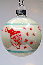 Vintage Glass Pictured Ball SANTA HEAD SNOWFLAKE Christmas Ornament Shiny Brite picture